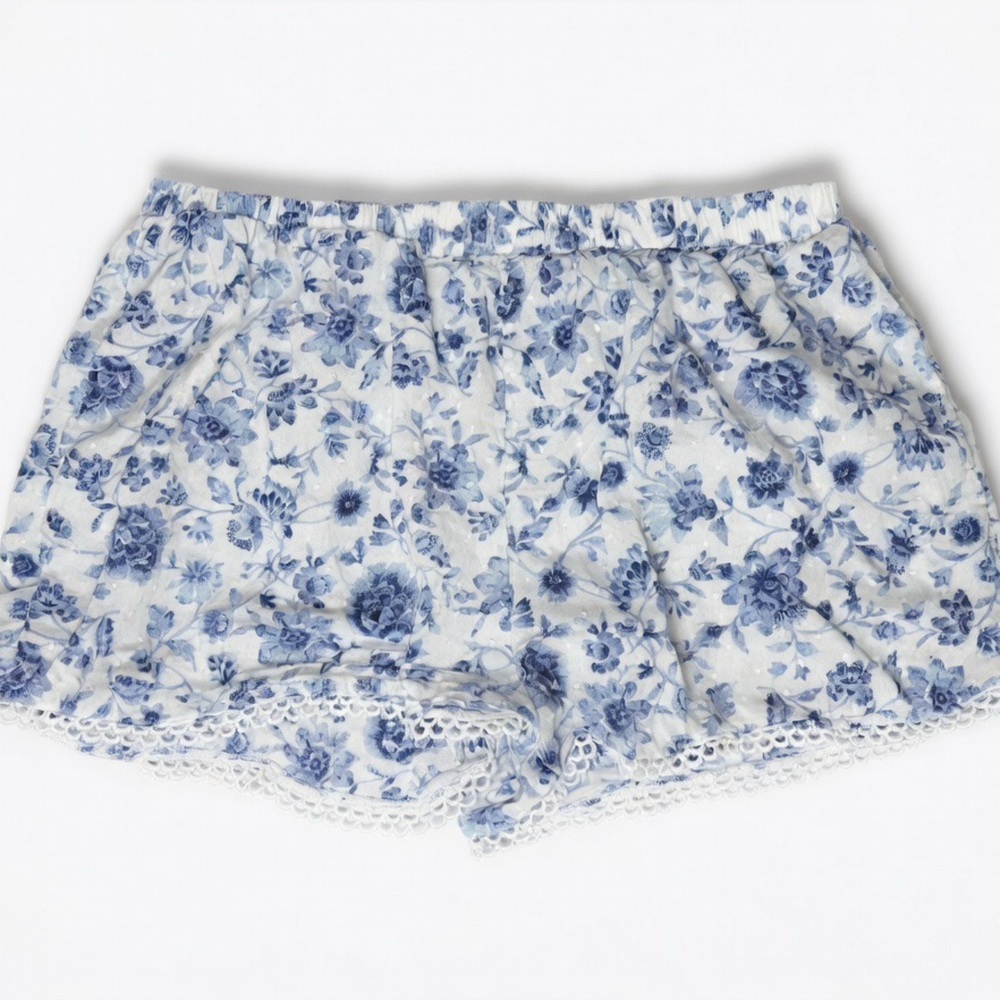Haute Hippie White Top with Blue Floral Print